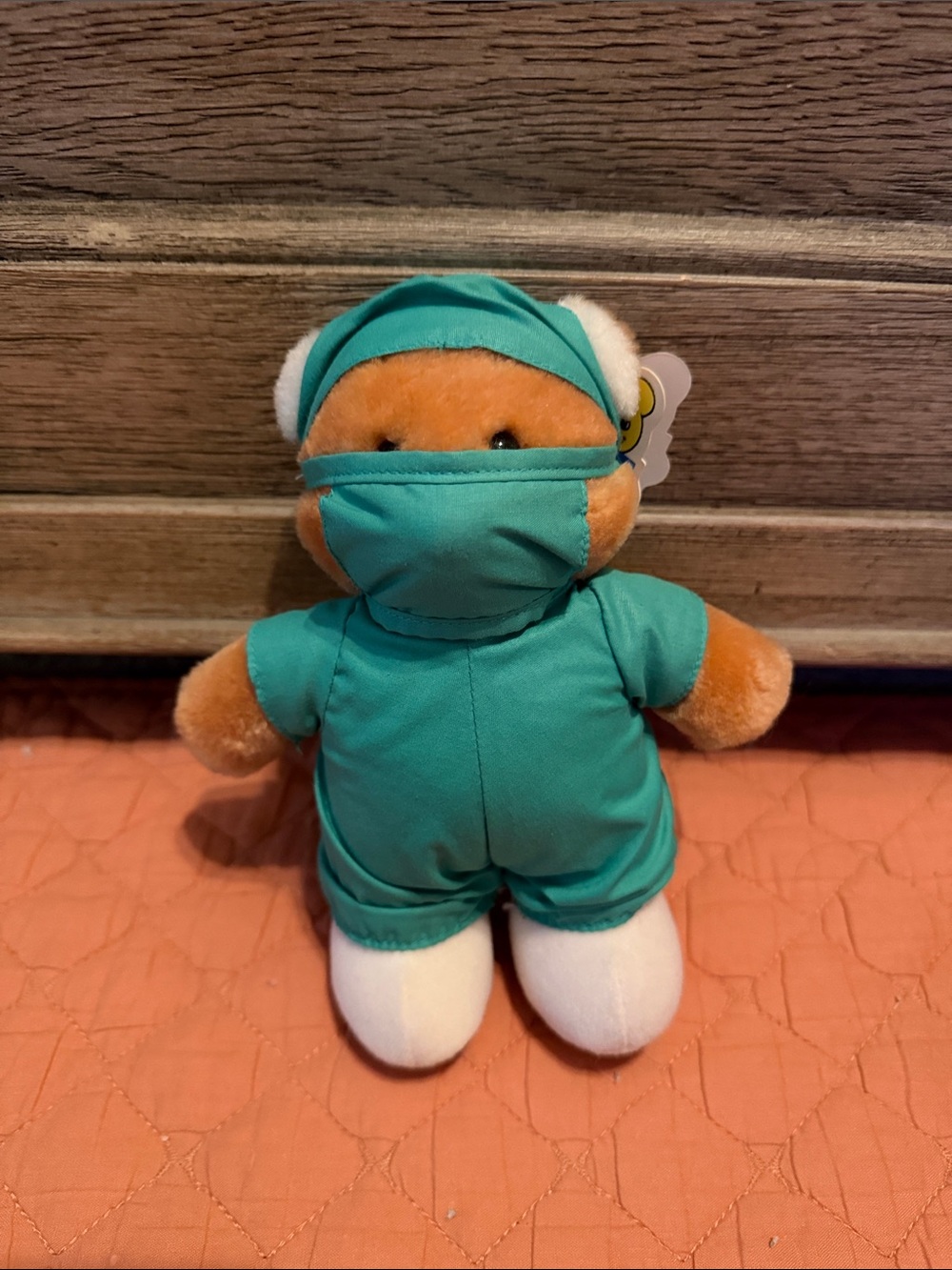 Plush Bear Dressed as Surgeon in Teal Outfit